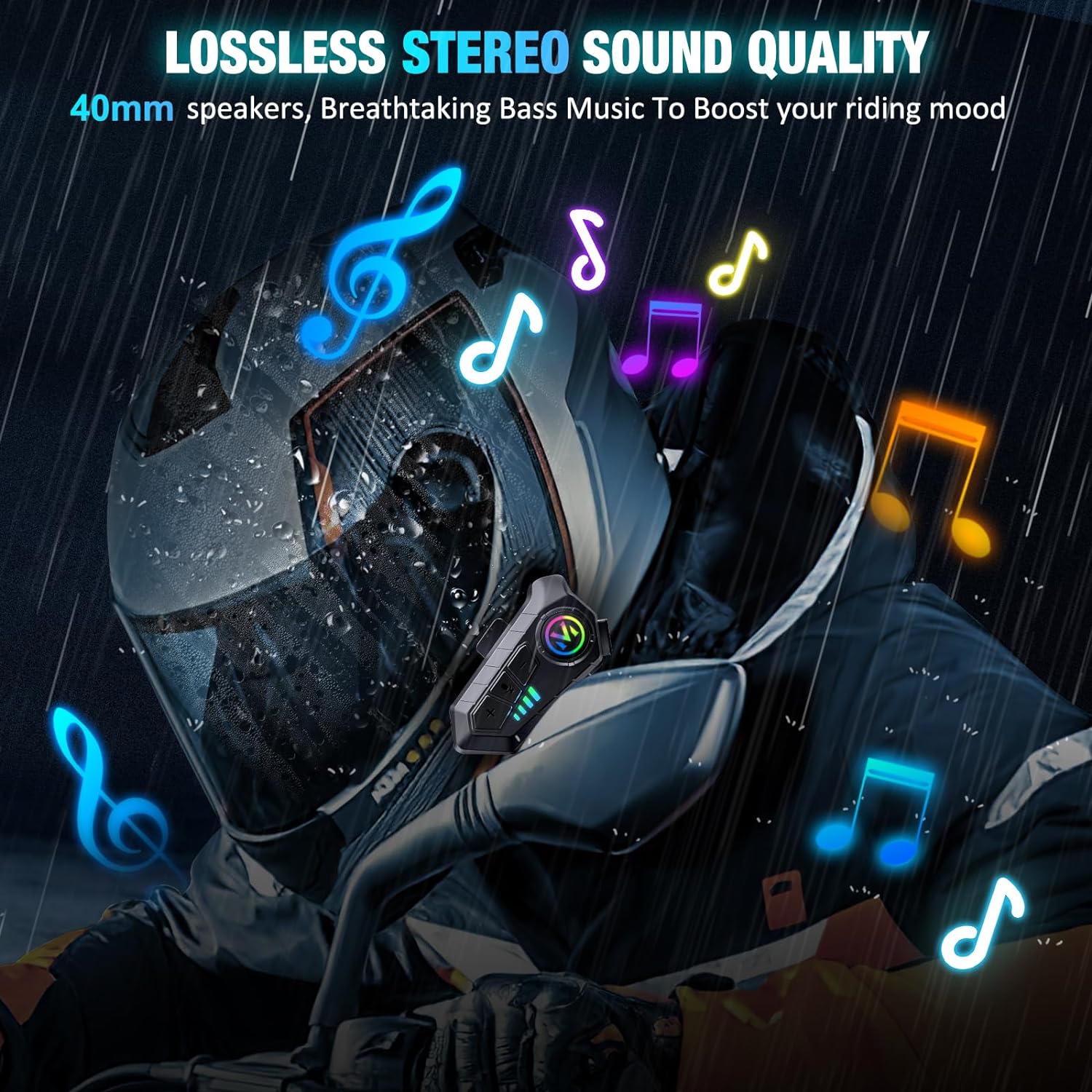 Miniatura 2 de Auricular para casco Bluetooth IPX6 V10